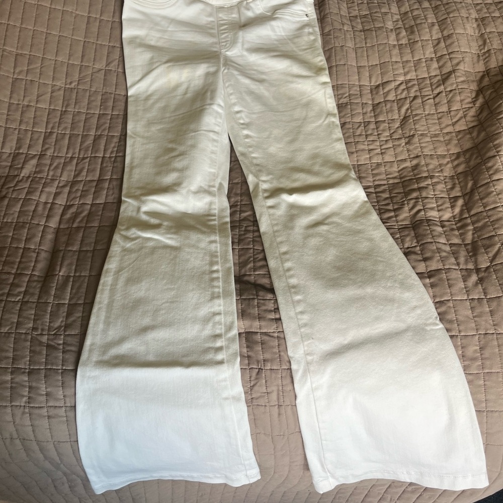 White Flared White Denim Spanx Jeans